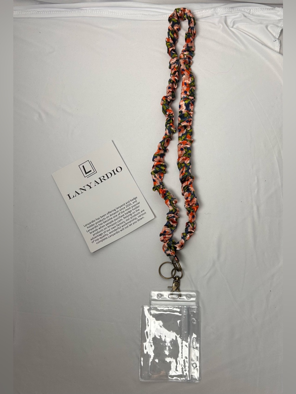 Floral Pink Multi Scrunchie Lanyard with Badge Holder